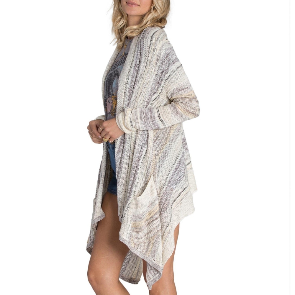 Billabong Beach Ramblin Tan Gray Cardigan Size S